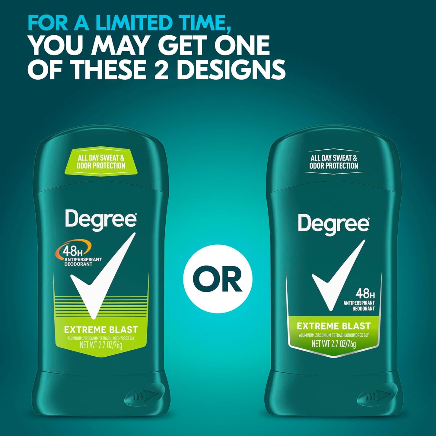 Degree Men Original Protection Antiperspirant Deodorant 48-Hour Sweat and Odor Protection Extreme Blast Antiperspirant For Men 2.7 oz