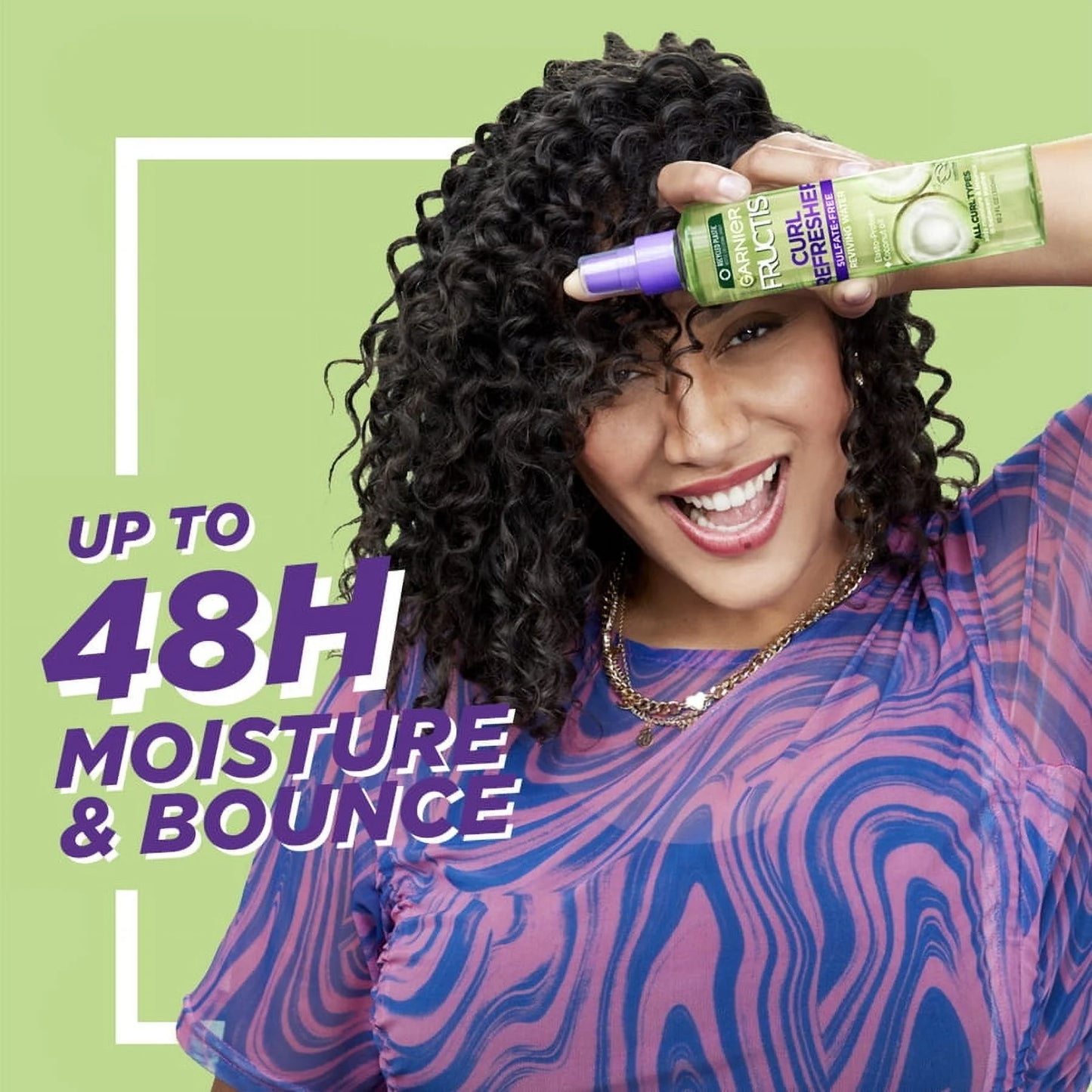 Garnier Fructis Curl Refresher Reviving Water Spray with Coconut Water for men and women, 8.5 fl oz