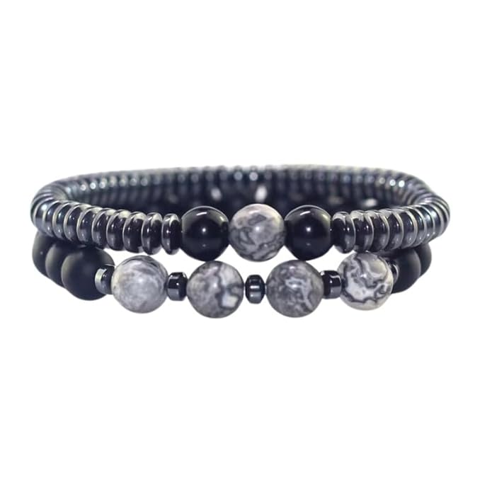 2 Weight Loss Men Women Therapy Magnetic Hematite Stone Beads Bracelet