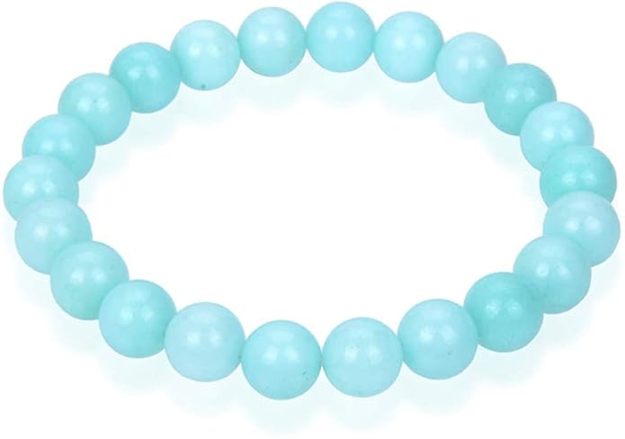 Natural Blue Amazonite Crystal Bracelet β 8mm Round Healing Stones | Calming Energy & Balance Bracelet