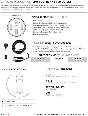 Tesla NEMA 14-50 Gen II Mobile Connector Smart Adapter
