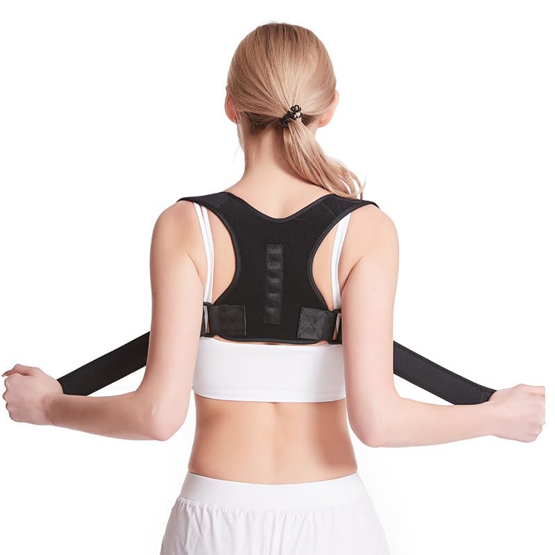 Posture Corrector for Women and Men, Adjustable and Breathable Upper Back Brace for Posture, Back Straightener Posture Corrector, Providing Pain Relief from Back, Neck, Shoulder and Clavicle, Black