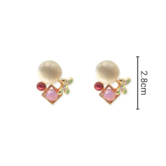Gold Plated Zircon Stone Earings Contemporary Fancy Stud Earring For Women