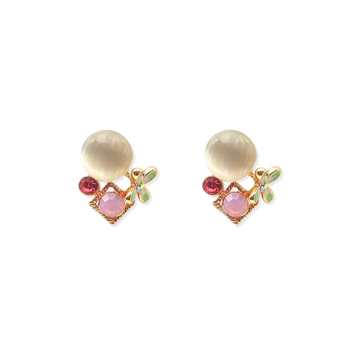 Gold Plated Zircon Stone Earings Contemporary Fancy Stud Earring For Women