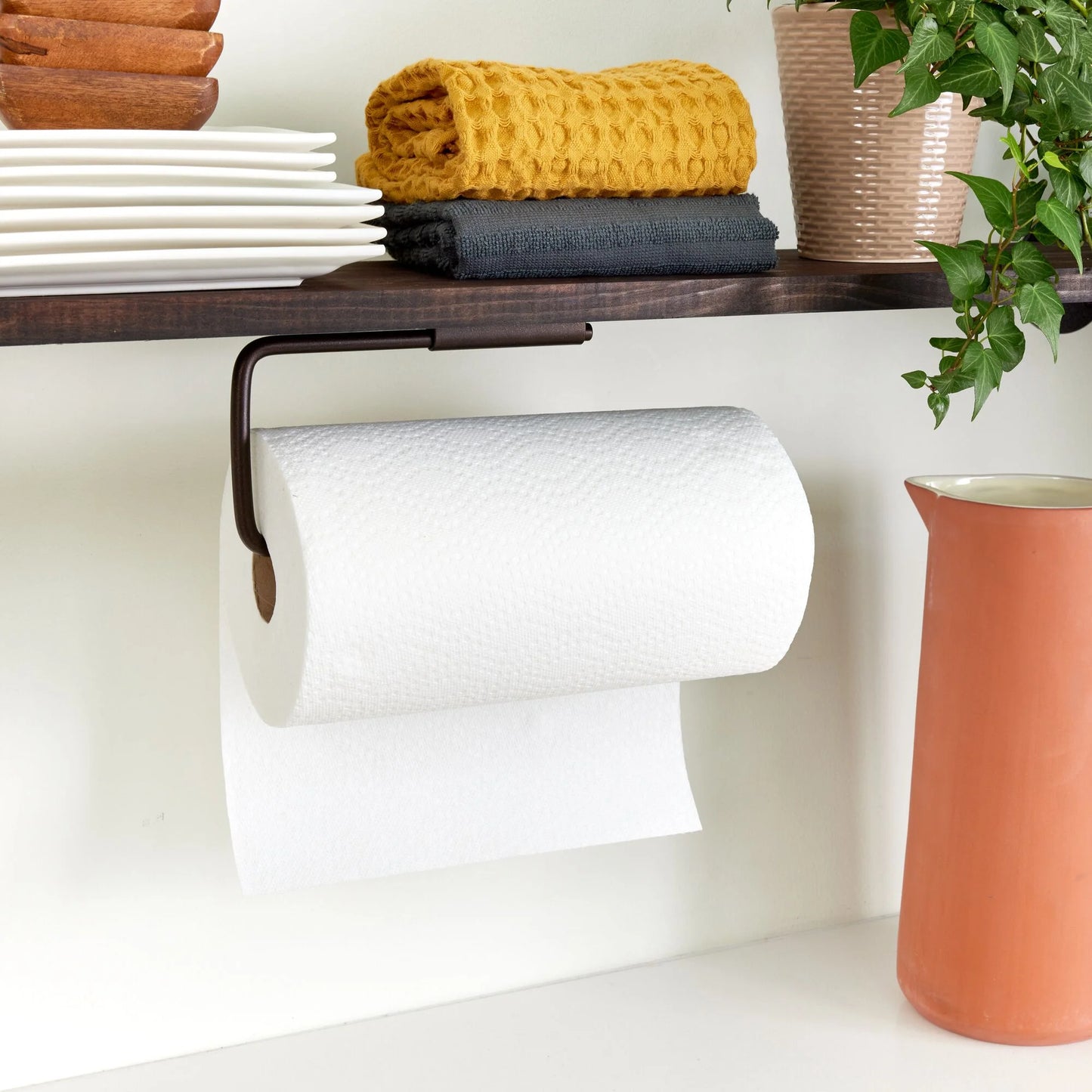 iDesign Swivel Paper Towel Holder for Kitchen, Wall Mount, Under Cabinet, Bronze