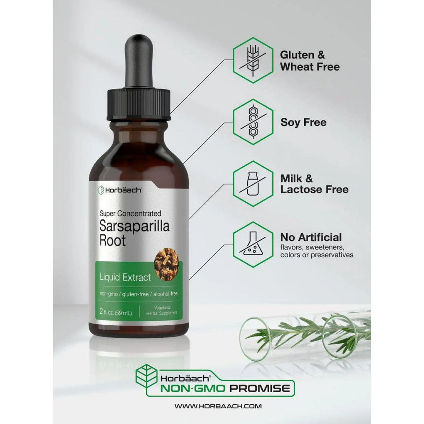 Sarsaparilla Liquid Extract | 2 oz | Vegetarian, Alcohol Free, Gluten Free | by Horbaach