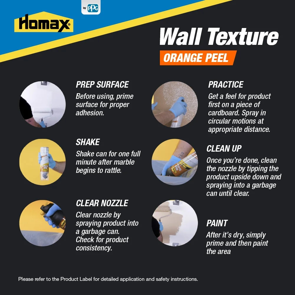 Homax Aerosol Wall Texture, Orange Peel, Water Based, 10 Ounces