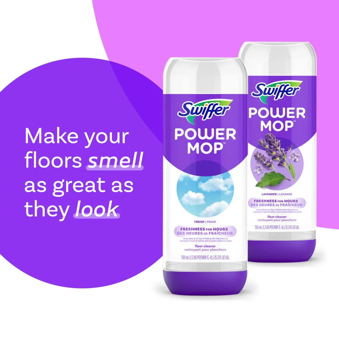 2 Pack Swiffer Power Mop Refill Solution, Tile, Vinyl, Laminate, Wood, Floor Cleaner, Fresh, 50.6oz