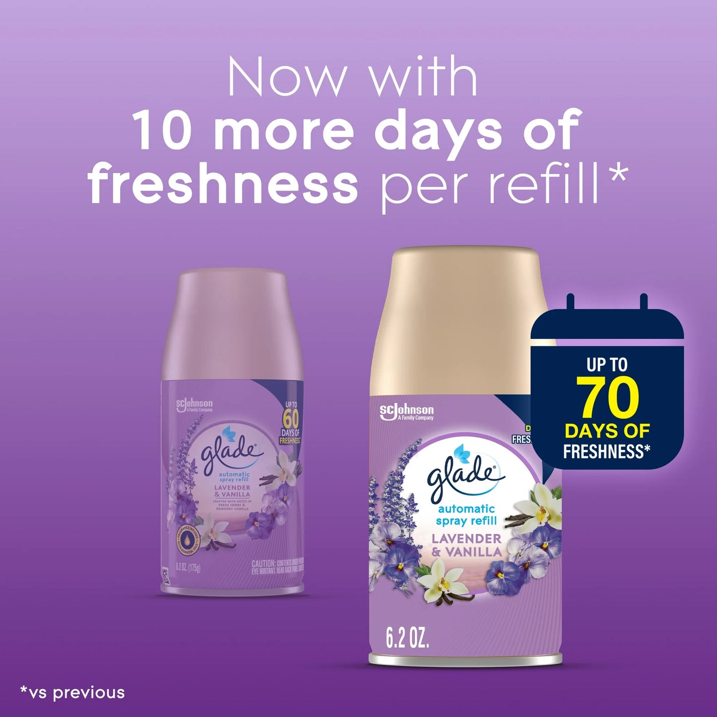 Glade Automatic Spray Refills, Air Freshener, Infused with Essential Oils, Lavender & Vanilla, 6.2 oz