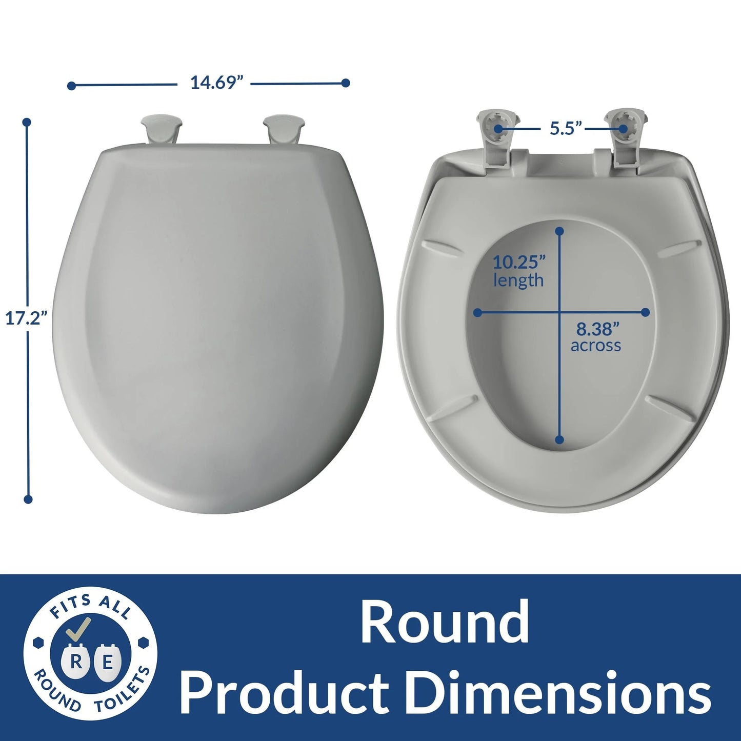 Church Seat 200SLOWT 062 Round Closed Front Toilet Seat in Ice Gray