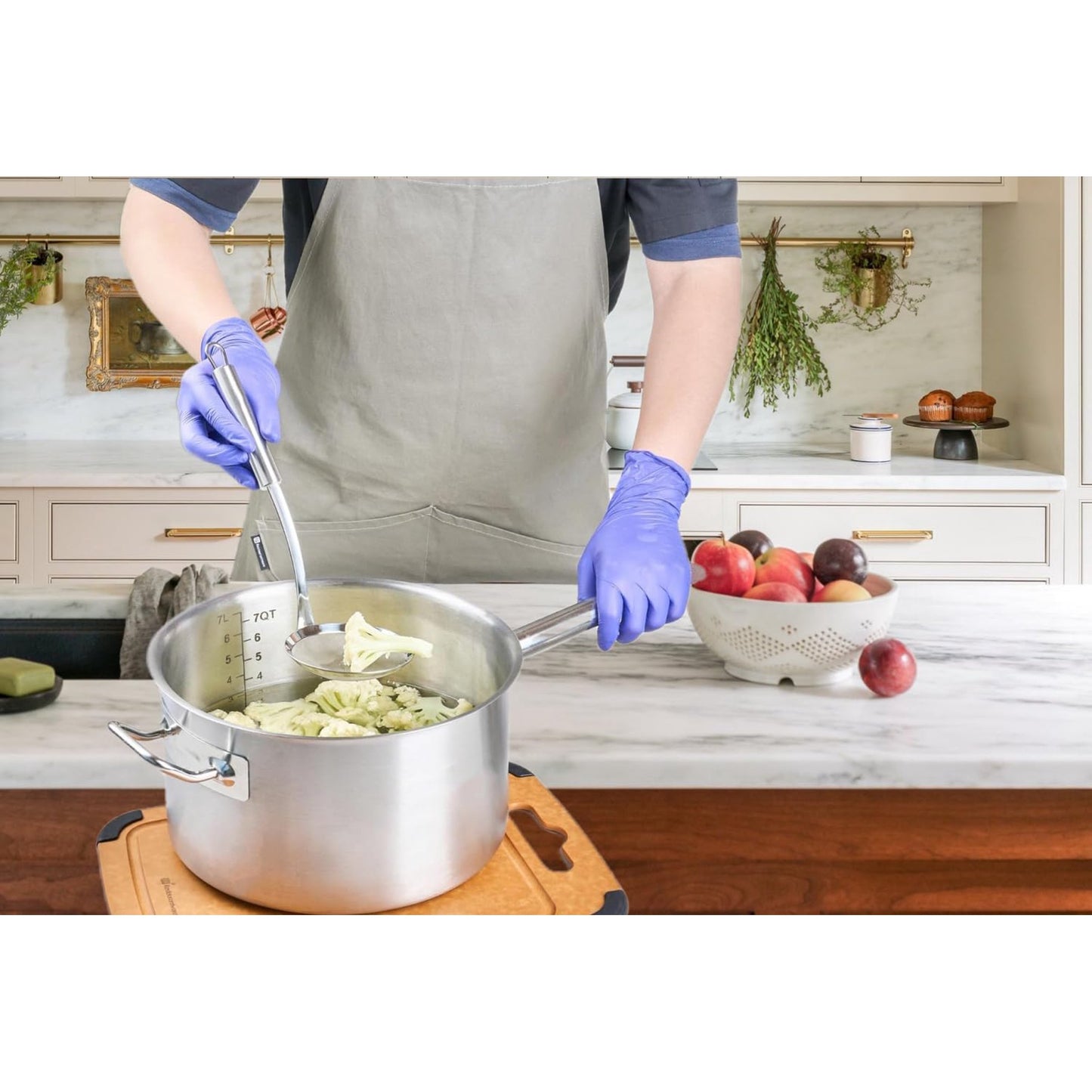 i Kito 4.7" Stainless Steel Fat Skimmer Spoon with Hanging Loop, Dishwasher Safe Soup Ladle for Hot Pot, Dumplings