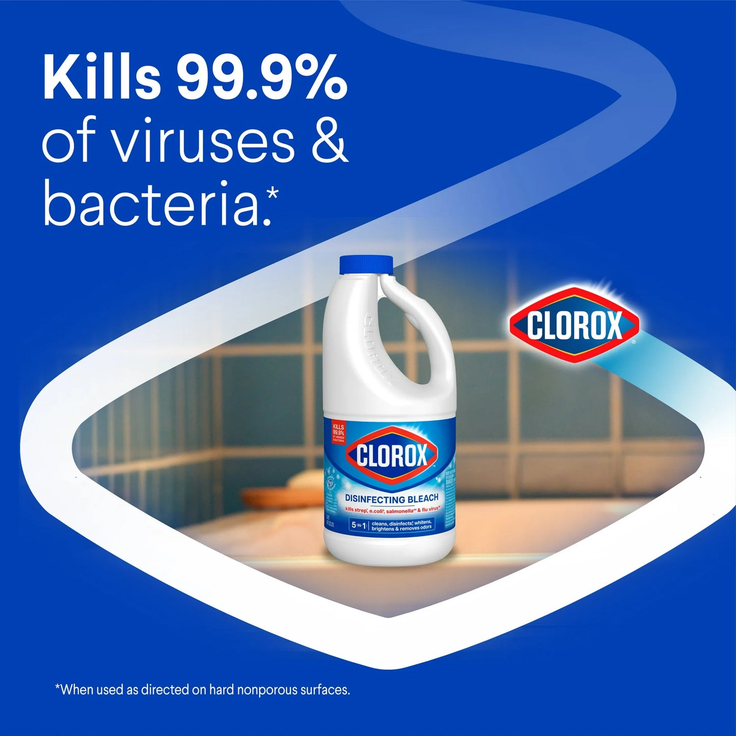 Clorox Disinfecting Liquid Bleach Cleaner, Regular Scent, 43 fl oz