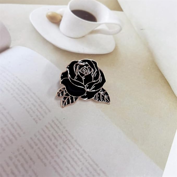 π€ Black Rose Enamel Pin β Gothic Floral Aesthetic Lapel Badge for Jackets, Bags & Hats
