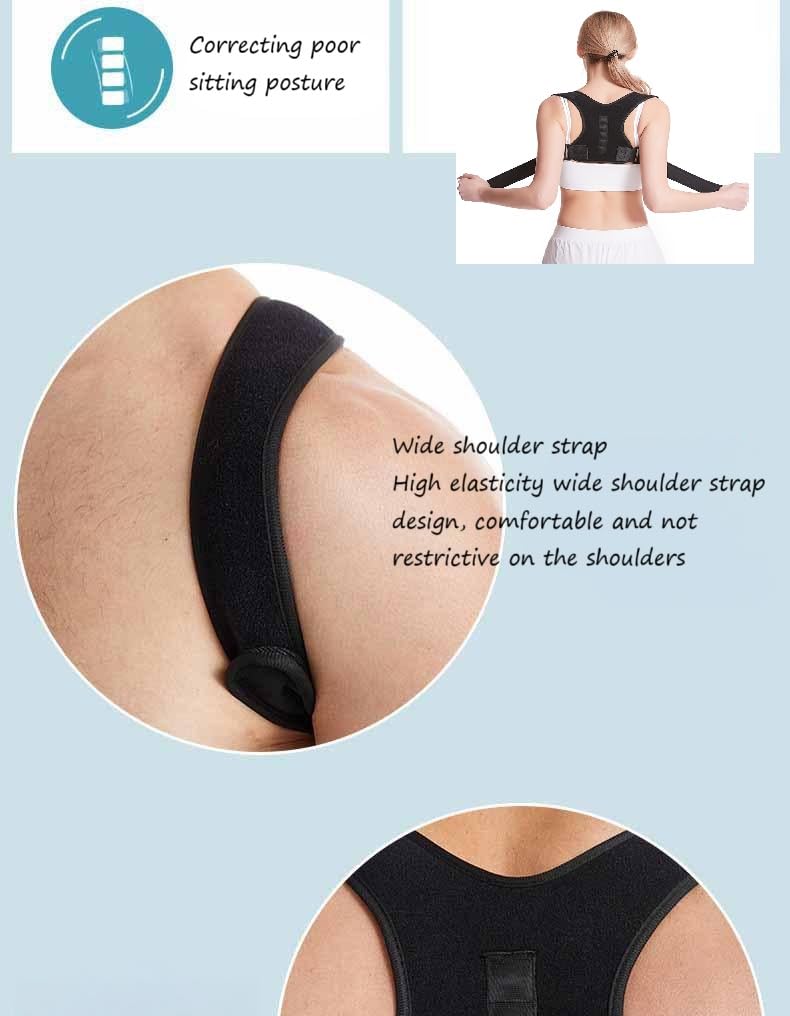 Posture Corrector for Women and Men, Adjustable and Breathable Upper Back Brace for Posture, Back Straightener Posture Corrector, Providing Pain Relief from Back, Neck, Shoulder and Clavicle, Black