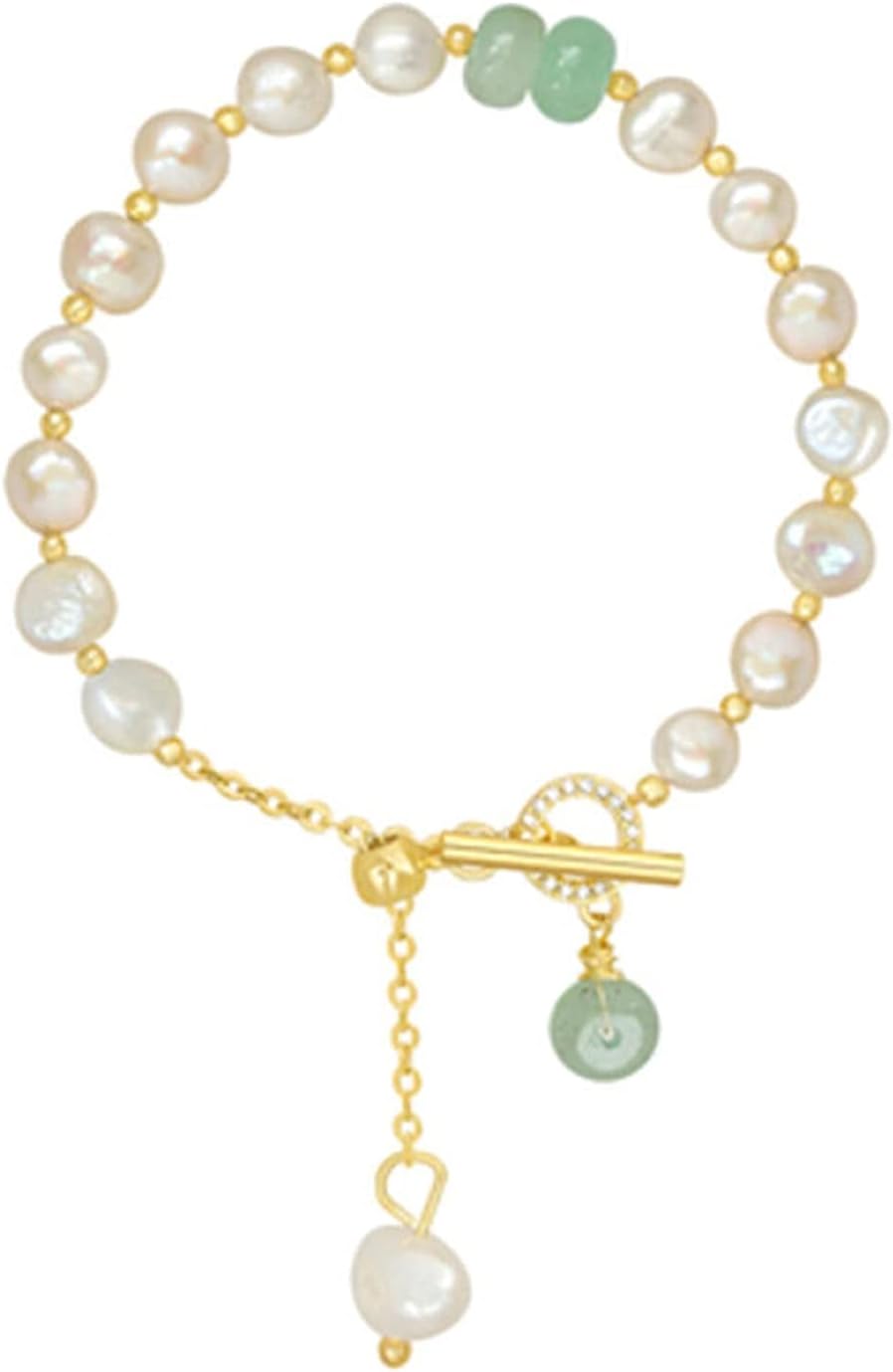 18K Gold Irregular Freshwater Pearl Bracelet Adjustable Bangle Women Jewellery