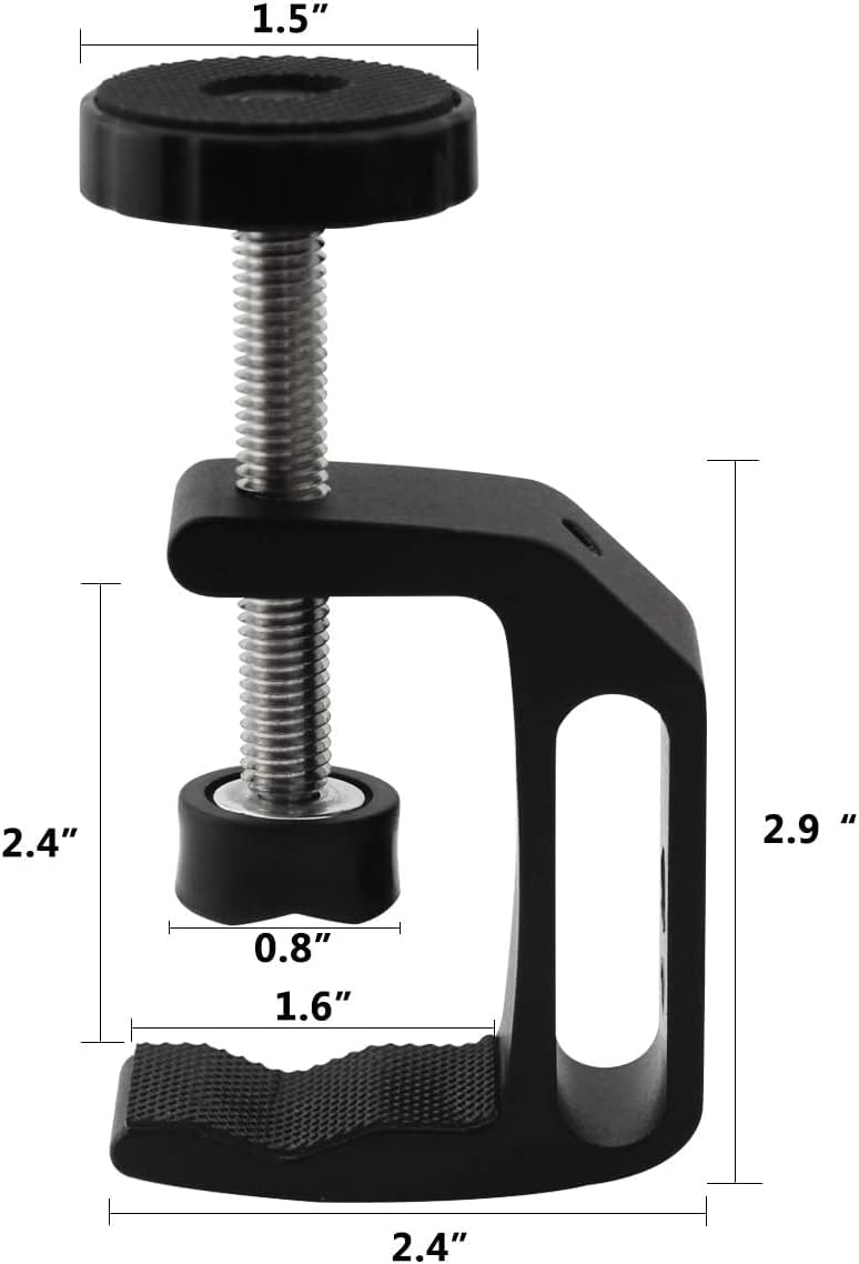 Universal C-Clamp, Heavy Duty Sturdy 1/4 And 3/8 Thread Hole for Desktop Mount Holder, Photo Studio Photography, Quick Release U Clip Holder (Black,4-Pack)