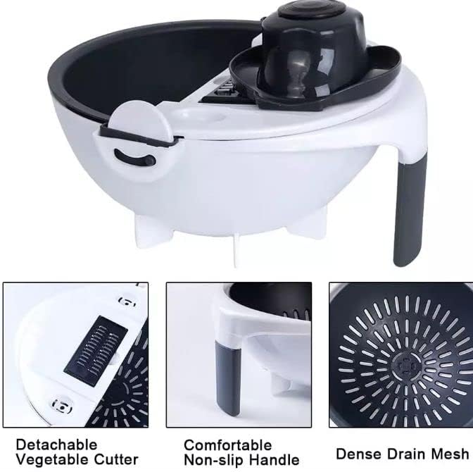 7-in-1 Vegetable Shredder Bowl with Drain Basket β Multi-Blade Slicer & Fruit Washer