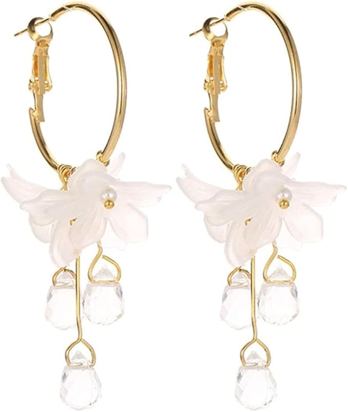 Gold Flower Hoop Earrings for Women
