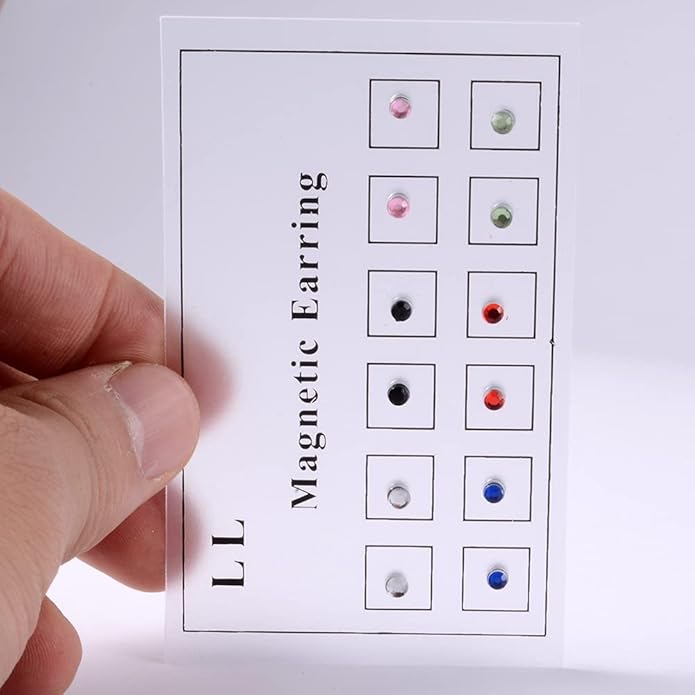 12 PCS Magnetic Crystal Stud Earrings – Stainless Steel Non-Piercing Nose & Lip Jewelry Set (3mm)