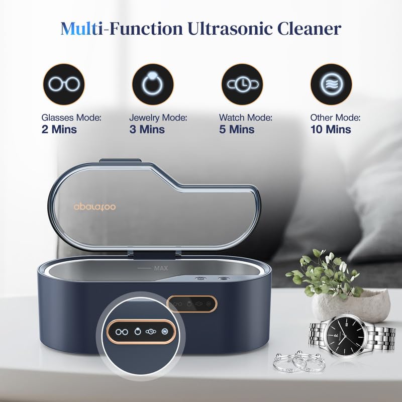 Ultrasonic Jewelry Cleaner Machine, 450ml Jewelry Cleaner with 4 Time Settings 45KHz