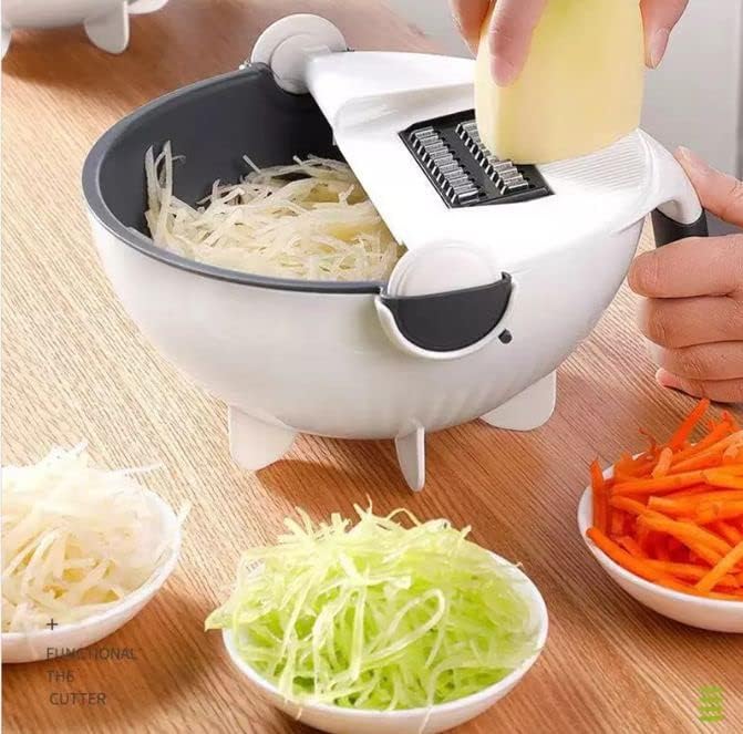7-in-1 Vegetable Shredder Bowl with Drain Basket β Multi-Blade Slicer & Fruit Washer