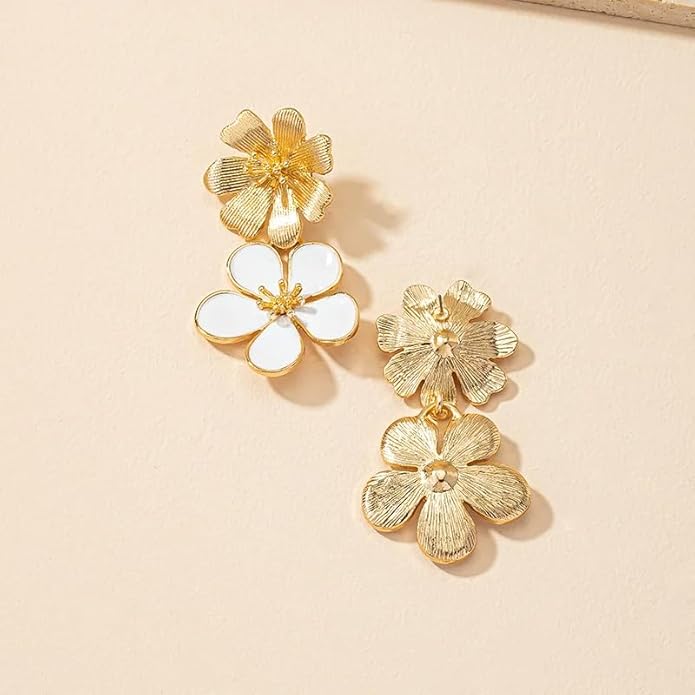 18K Yellow Gold Natural Shell Cherry Blossom Earrings β Elegant Floral Studs for Women | Sweet Fancy Flower Jewelry Gift