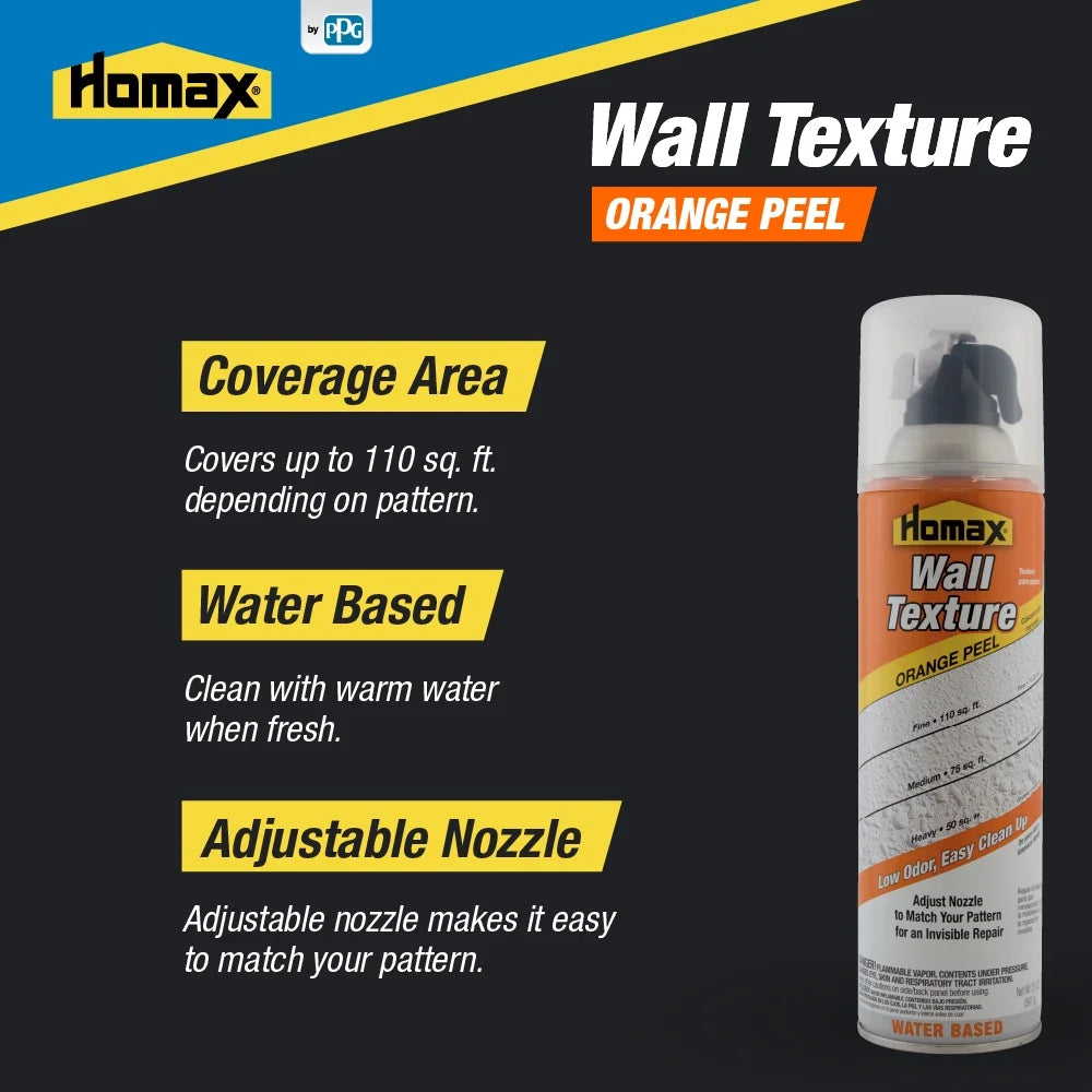 Homax Aerosol Wall Texture, Orange Peel, Water Based, 10 Ounces