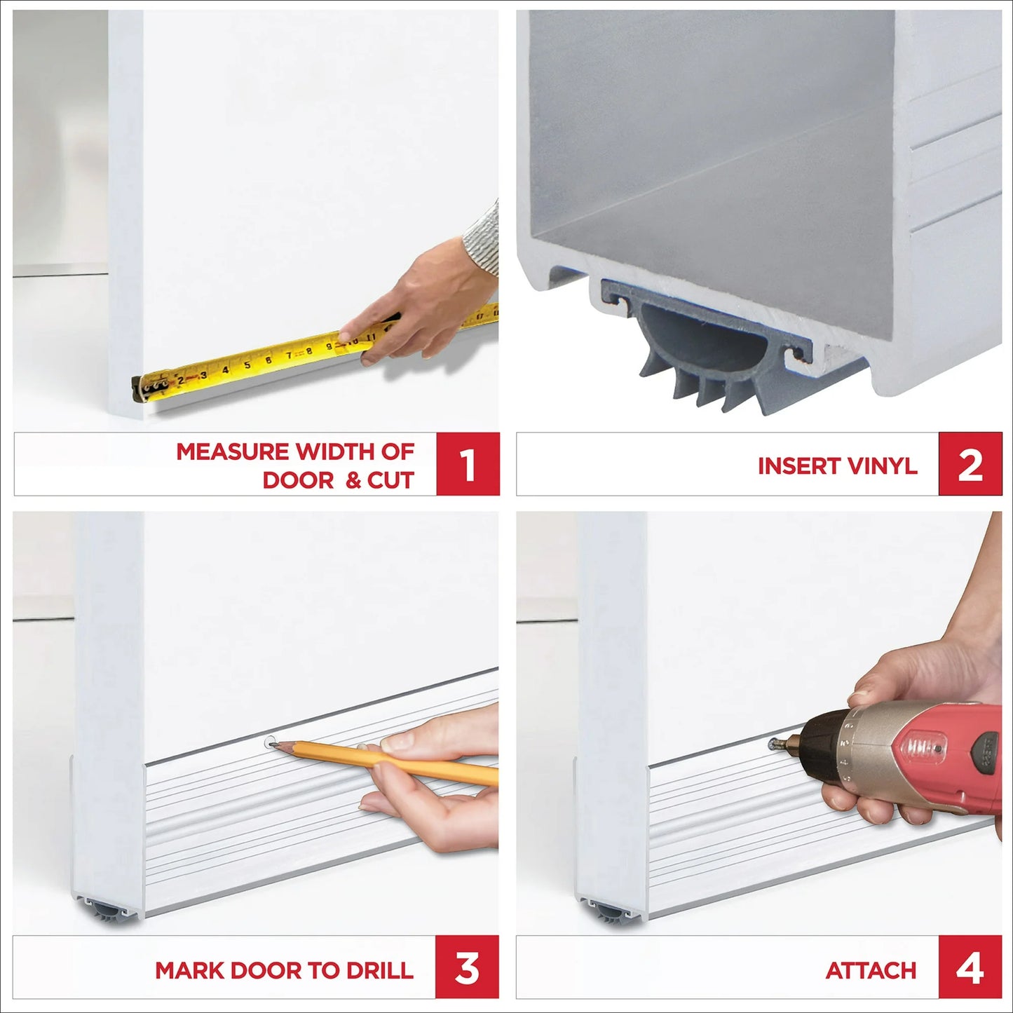 M-D Building Products 68593 36 in. Silver Aluminum and Vinyl U-Shape Screw-on Under Door Seal with Kick Plate