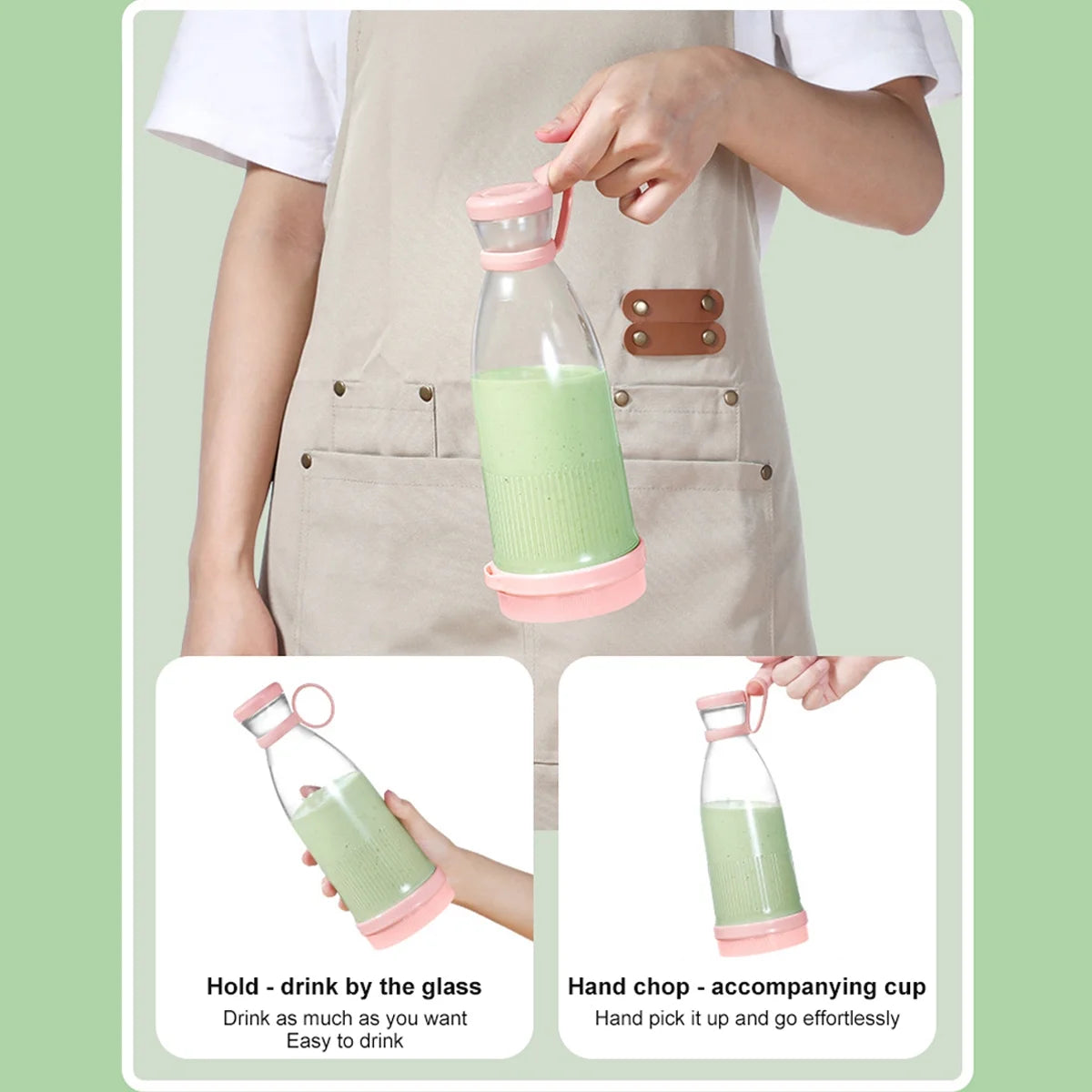 Evjurcn Portable Blender 1200mAh USB Rechargeable 350ml Mini Juicer Blender Smoothie Blender for Travel Sports Kitchen