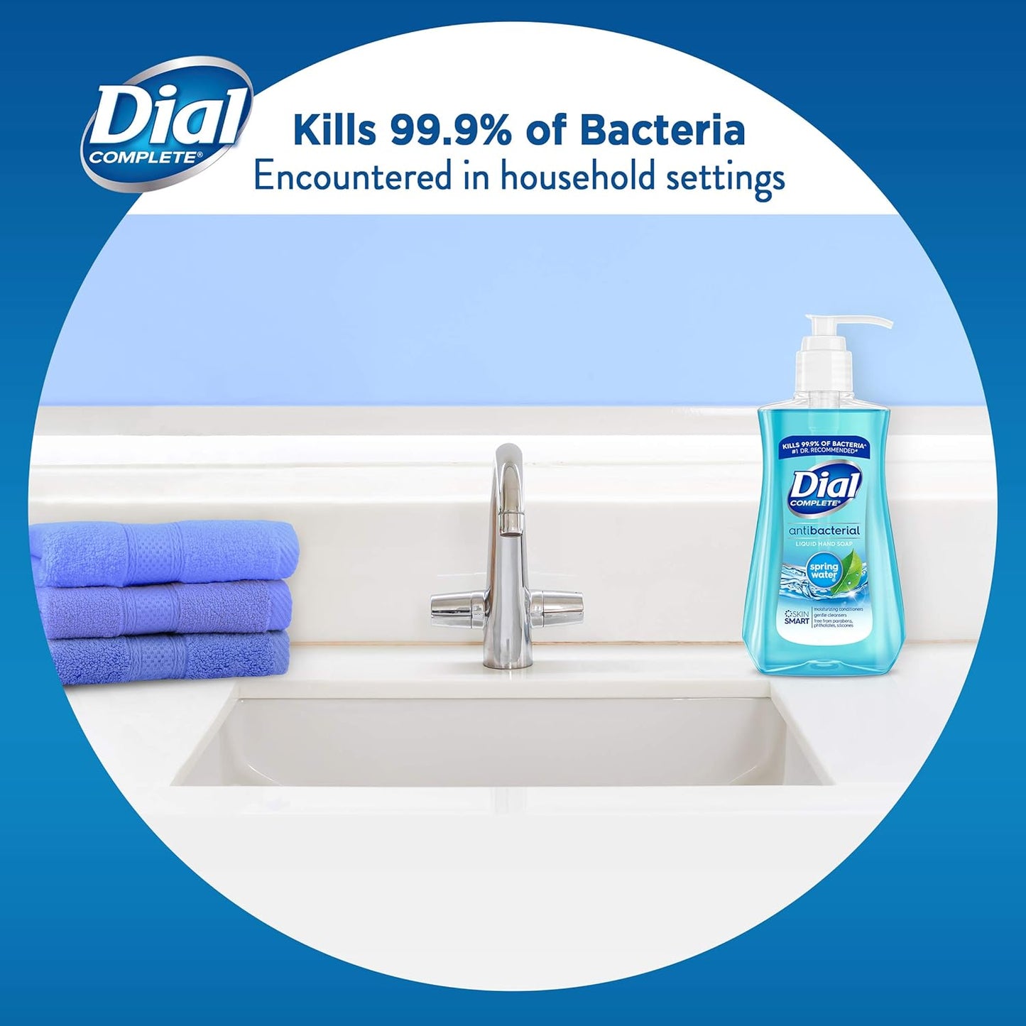 Dial Antibacterial Liquid Hand Soap Spring Water 7.5oz, Blue