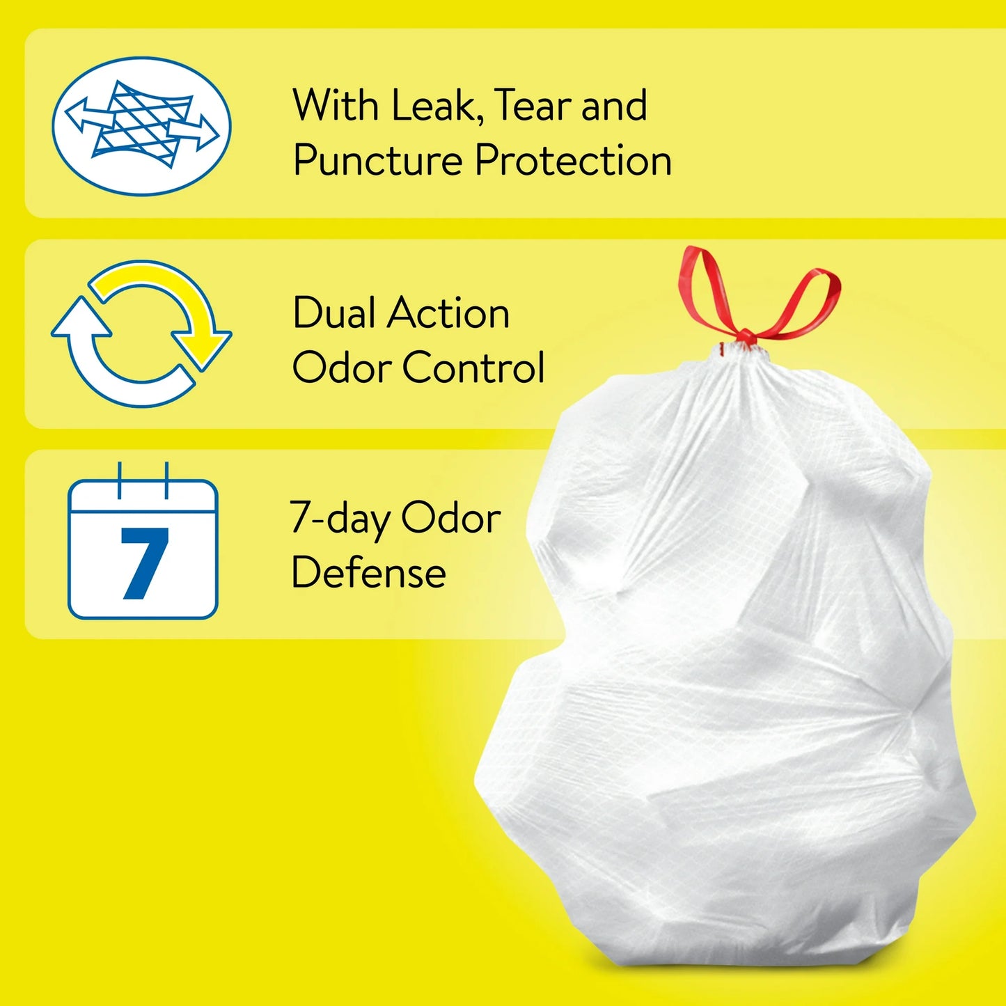 Great Value 13-Gallon Drawstring Strong Flex Tall Kitchen Trash Bags, Citrus Burst Scent, 40 Bags