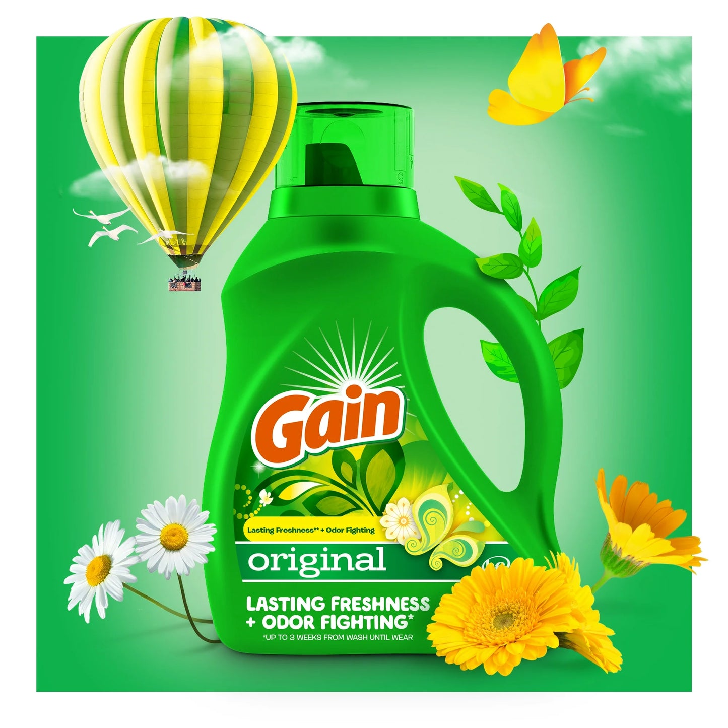 Gain Liquid Laundry Detergent, Original Scent, 88 fl oz, 61 Loads