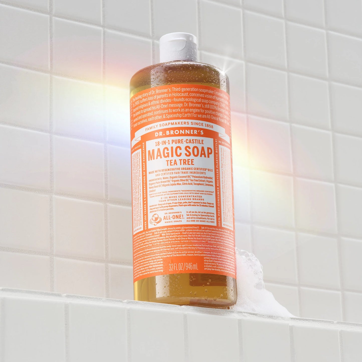 Dr. Bronner's Magic Soap - Tea Tree - Pure-Castile Liquid Soap - 32 oz – for face, body wash, hands