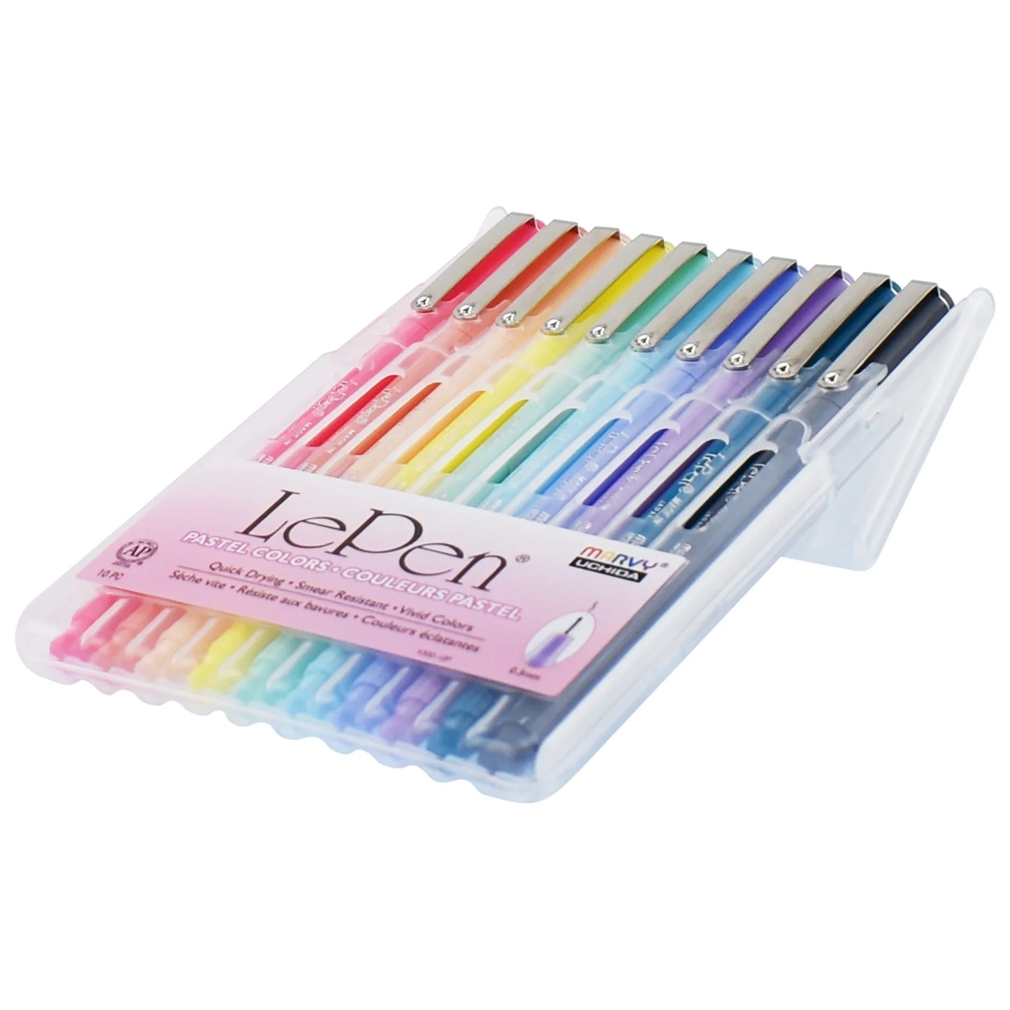 Marvy, Uchida, Le Pen, LePen, Felt Tip Pens, Pastel Color, Medium Point, .3mm,10 Count
