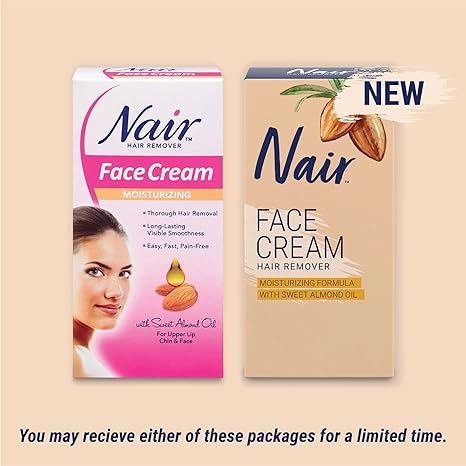 Nair Hair Remover Moisturizing Face Cream with Sweet Almond Oil 2 oz