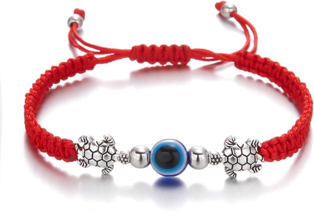 Red String Evil Eye Bracelet with Turtle Charm – Women’s Protection Jewelry