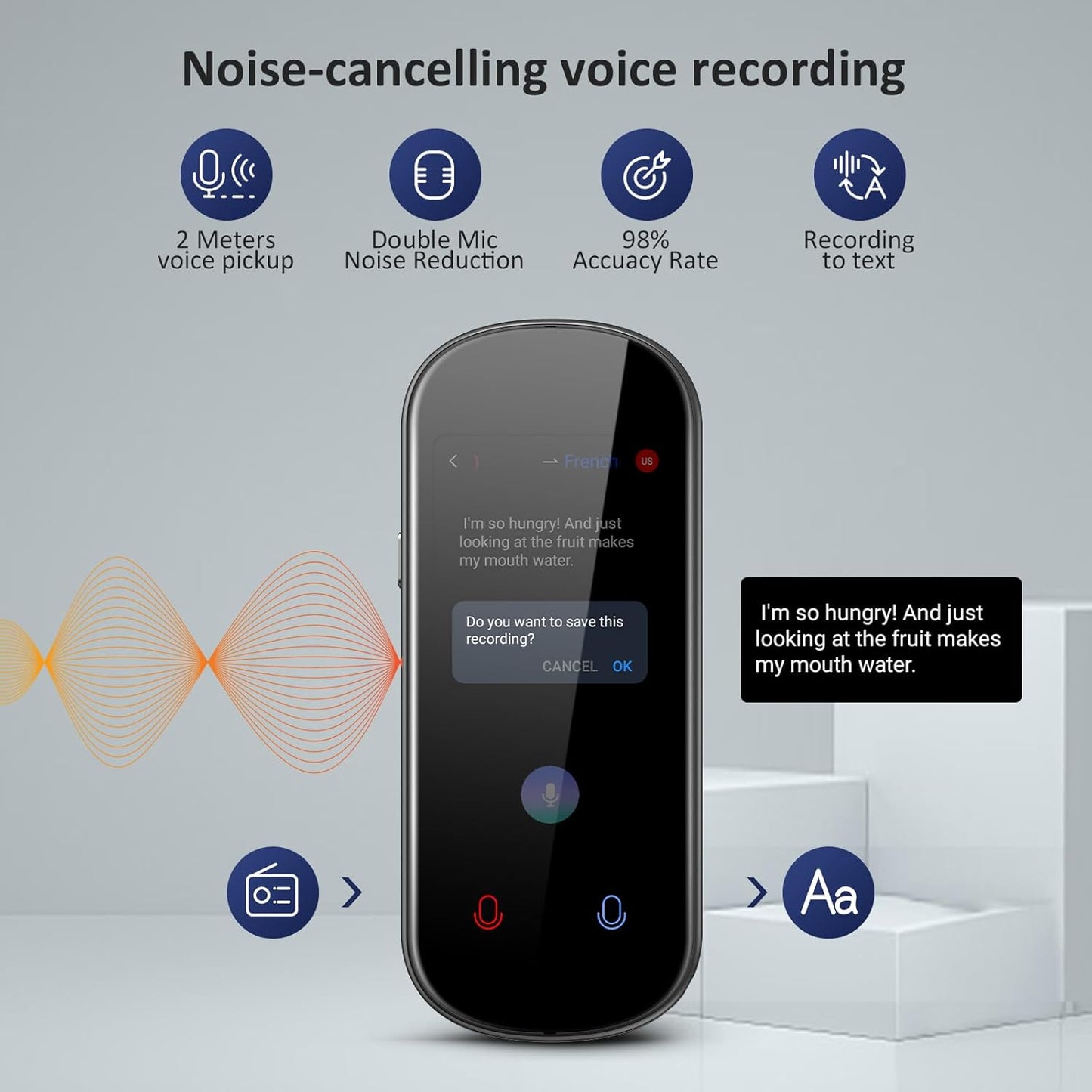 Language Translator Device, Two Way Real-Time Voice Translation, Support 138 Languages, Accurate Offline&Recording&Photo Instant Translation with 3” HD Inch Touch Screen for Travel