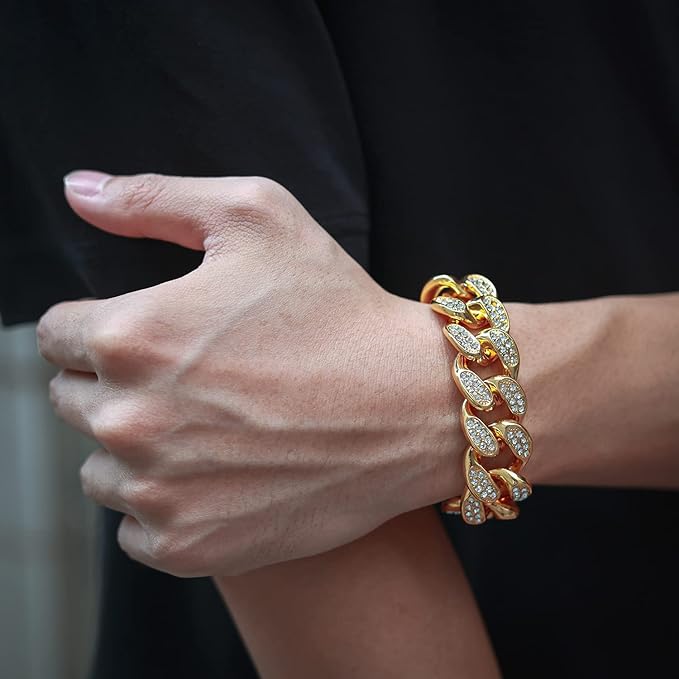 Retro Full Diamond Bracelet β Gold Plated Stainless Steel Jewelry for Women