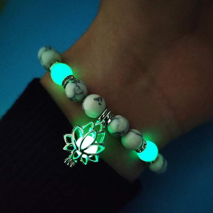 π Glowing Moon & Lotus Charm Bracelet β Natural Turquoise Yoga Jewelry