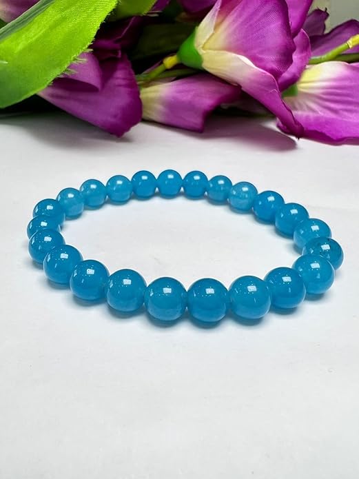 Frosted Blue Opal Bracelet β 8mm Round Beads, Healing Crystal Energy, Stretch Fit Jewelry for Men & Women