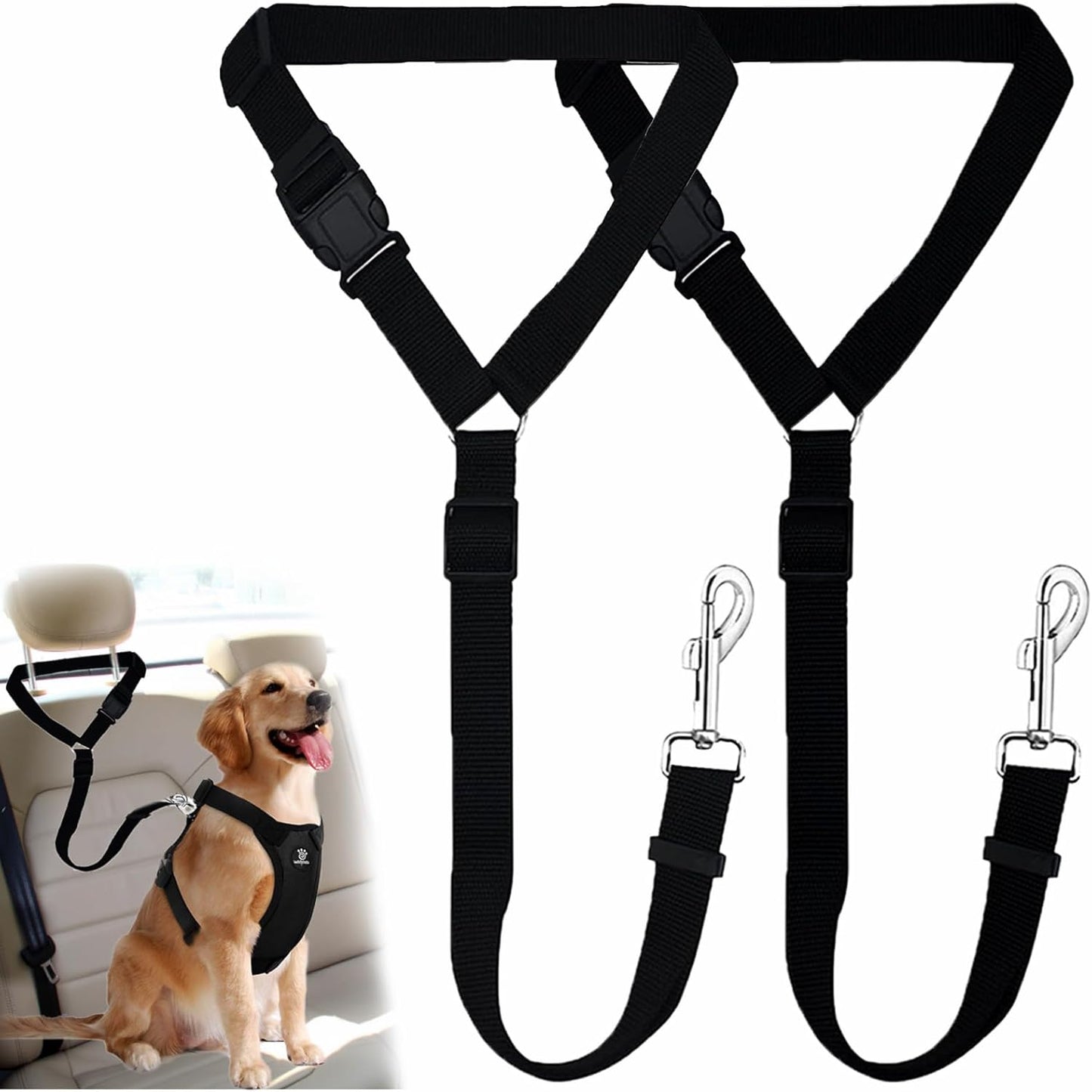 2 PACK! Dog Seatbelts for Car, Truck, Suv. Keep your pets safe!