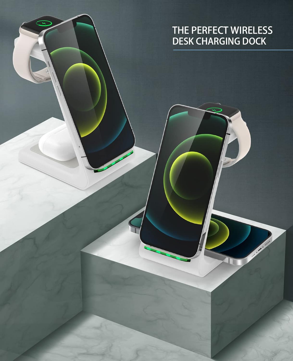 Wireless Charging Station, 3 in 1 Fast Desk Charging Station