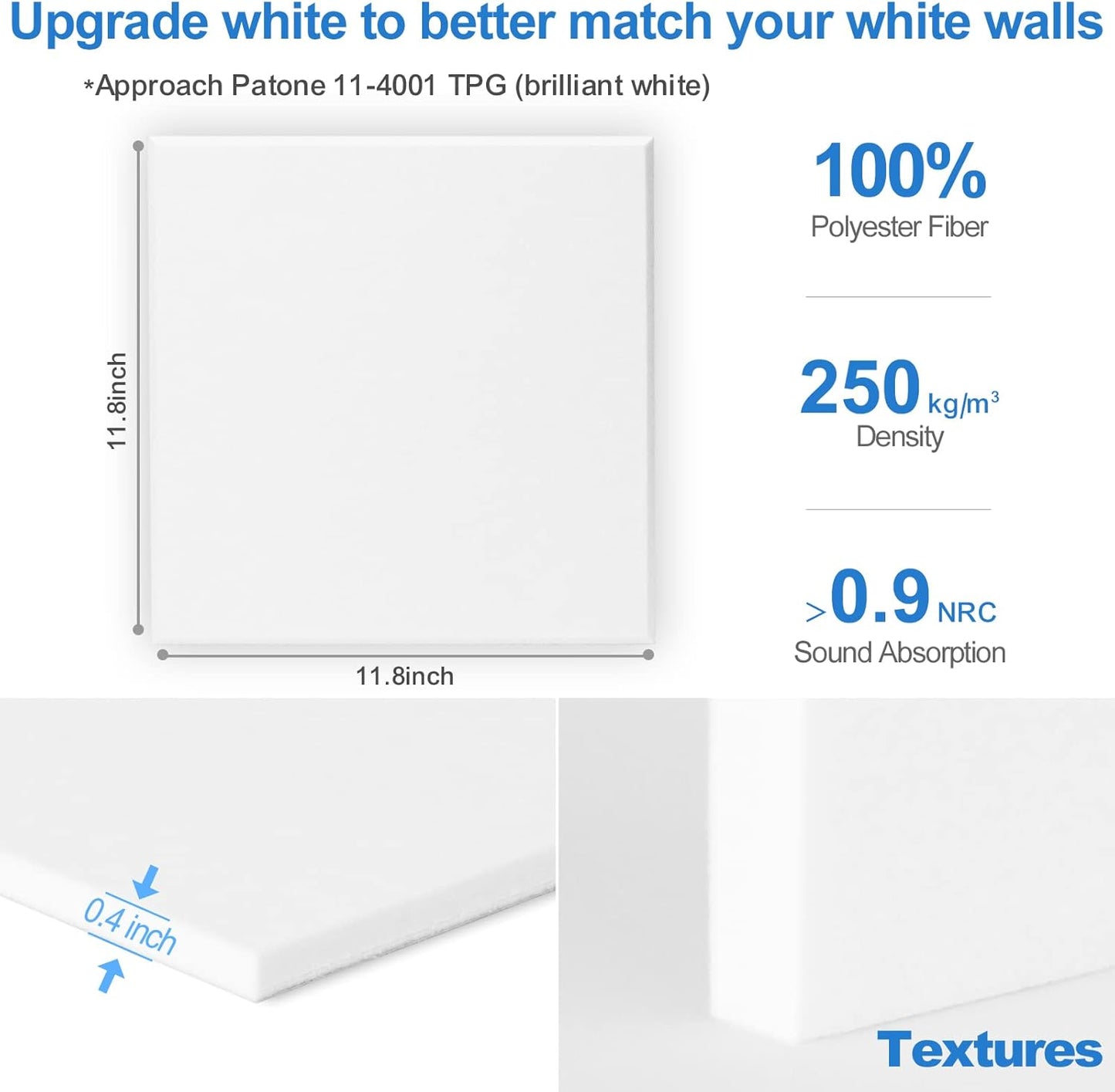 12 Pack Acoustic Wall Panels with Self-Adhesive, 12" X 12" X 0.4" Sound Proof Foam Panels