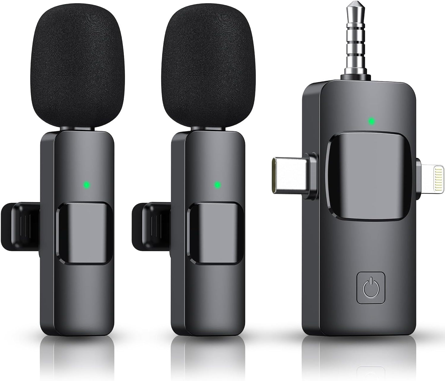 3 in 1 Wireless Clip-on Microphones for iPhone, Camera, Android, iPad, Mini Microphone Video Recording