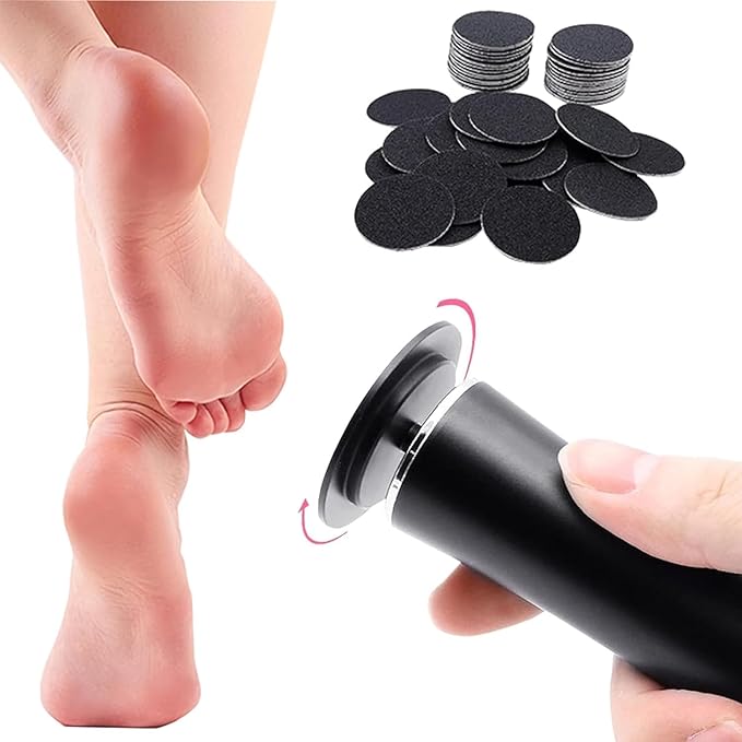 Upgraded Electric Callus Remover (Speed Adjustable) with 60pcs Replacement Sandpaper Discs, Professional Pedicure Foot File Sander for Men Women Dead Cracked Hard Dry Skin, FCR-2 Black