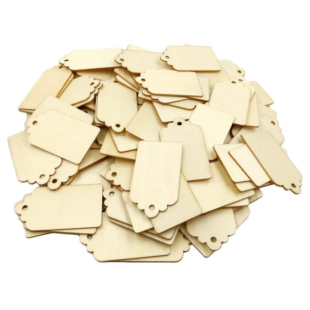 10 pcs Unfinished Wood Tags Wooden Gift Tags Wedding Party Favors with Ropes