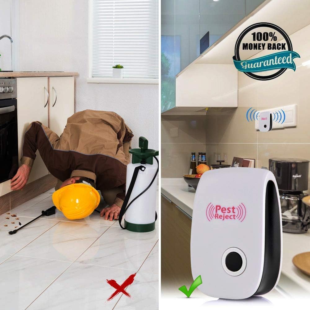 Ultrasonic Pest Repeller Plug-In β Electromagnetic & Ultrasonic Waves, Indoor Rodent & Insect Repellent (150γ‘ Range)