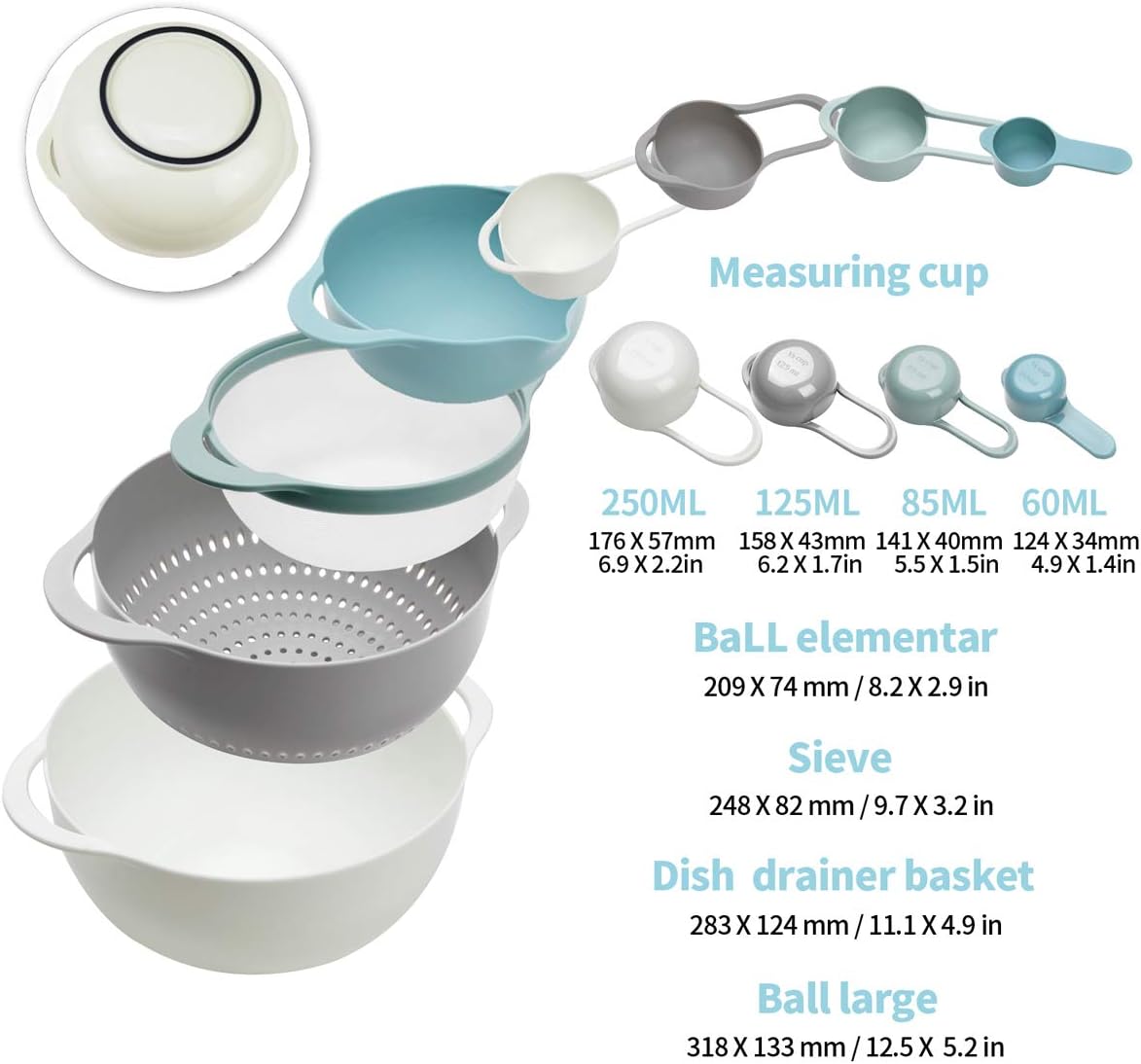 Plastic Mixing Bowls Set of 8 β Multicolored, BPA-Free, Great for Cooking, Baking & RV Camping