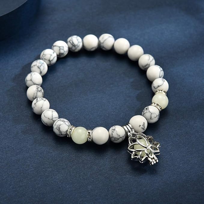 π Glowing Moon & Lotus Charm Bracelet β Natural Turquoise Yoga Jewelry