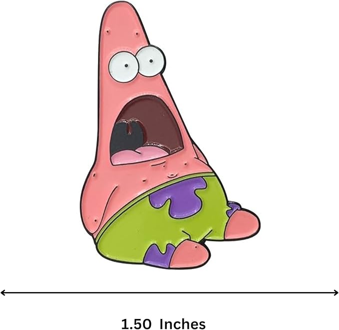 😱 Shocked Patrick Meme Enamel Pin – Funny Pink SpongeBob SquarePants Lapel Badge